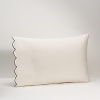 Solid jacquard, 400-thread count flat sheet with scalloped hem detail. Pillowcases feature a French closure. Fitted sheet has elastic all around and an 18 pocket to fit most mattresses.