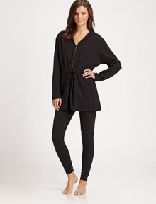 EXCLUSIVELY AT SAKS. Ultra-soft, luxurious fabric with a simple drawstring tie at the waist for a lady-like design. Front zip closureHoodDrawstring tie at waistLong sleevesAbout 29 from shoulder to hem94% cotton/6% spandexMachine washImported EXCLUSIVELY AT SAKS. Ultra-soft, luxurious fabric with a simple drawstring tie at the waist for a lady-like design. Front zip closureHoodDrawstring tie at waistLong sleevesAbout 29 from shoulder to hem94% cotton/6% spandexMachine washImported