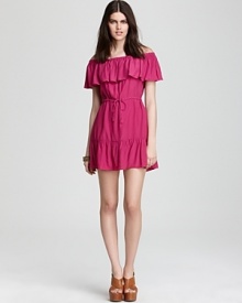 Ruffled accents imbue this richly pigmented DV Dolce Vita dress with feminine charm.