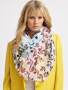 A supremely comfortable style with a colorful abstract print. 70% silk/30% cottonAbout 40 X 70Dry cleanImported 