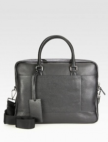 Meticulously crafted of Italian leather with sturdy top zipper, detachable shoulder strap and top handles.Adjustable detachable nylon shoulder strapDouble top handlesTop zipperTwo narrow outside pocketsTwo inside zip pocketsInside cell phone & pen pocketsLuggage tagLeather14.5W X 11H X 3DMade in Italy Meticulously crafted of Italian leather with sturdy top zipper, detachable shoulder strap and top handles.Adjustable detachable nylon shoulder strapDouble top handlesTop zipperTwo narrow outside pocketsTwo inside zip pocketsInside cell phone & pen pocketsLuggage tagLeather14.5W X 11H X 3DMade in Italy