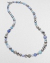From the Elements Collection. A long-enough-to-double strand combines beads of sterling silver, blue chalcedony, aquamarine and moon quartz in an artful array of textures, sizes and shades.Blue chalcedony, aquamarine and moon quartzSterling silverLength, about 36Cable toggle claspImported