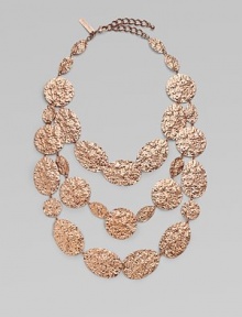 This statement piece, plated in 24k gold brass features round and oval plate links in a high texture finish. 24k goldplated brassLength, about 19 to 23 adjustableLobster clasp closureMade in USA This statement piece, plated in 24k gold brass features round and oval plate links in a high texture finish. 24k goldplated brassLength, about 19 to 23 adjustableLobster clasp closureMade in USA
