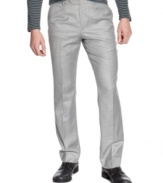 Silver fox. Go gray all the way with these sleek straight-leg pants from American Rag.