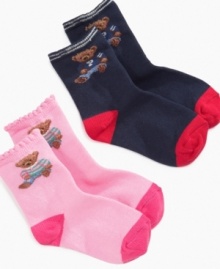 Don't overlook the essentials! These crew socks from Ralph Lauren are the cute finishing touch you'll both love. Don't overlook the essentials! These crew socks from Ralph Lauren are the cute finishing touch you'll both love.