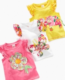 Look on the bright side. There will be smiles all around when she's wearing one of these darling, vibrant tee shirts from First Impressions. Look on the bright side. There will be smiles all around when she's wearing one of these darling, vibrant tee shirts from First Impressions.