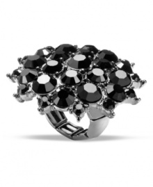 Eternally elegant. Adorned with jet glass accents, Style&co.'s stretch ring will stand out as a chic complement for your cocktail party wardrobe. Made in hematite tone mixed metal. Ring adjusts to fit finger. Eternally elegant. Adorned with jet glass accents, Style&co.'s stretch ring will stand out as a chic complement for your cocktail party wardrobe. Made in hematite tone mixed metal. Ring adjusts to fit finger.