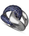 Get all tied up in knots. EFFY Collection's chic cocktail ring features a unique knotted design decorated with round-cut sapphires (2-1/3 ct. t.w.) and set in sterling silver. Size 7.