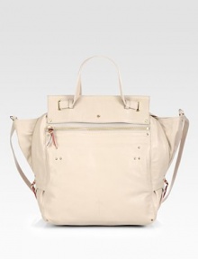 A large, elegantly-tailored carryall with expandable side zips, made of richly-pebbled calfskin leather. Double top handles, 2 dropShoulder strap, 19 dropOne outside zip pocketOne outside open pocketTwo inside open pocketsOne inside zip pocketInterior removable mini flashlightCotton lining19W X 13½H X 5¾DImported A large, elegantly-tailored carryall with expandable side zips, made of richly-pebbled calfskin leather. Double top handles, 2 dropShoulder strap, 19 dropOne outside zip pocketOne outside open pocketTwo inside open pocketsOne inside zip pocketInterior removable mini flashlightCotton lining19W X 13½H X 5¾DImported