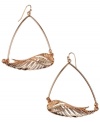 RACHEL Rachel Roy gives a classic pair of hoops a little extra lift! Intricate wings decorated by topaz-hued glass accents shimmer within a rose gold-plated mixed metal setting. Approximate drop: 3 inches.