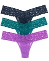 A soft stretchy lace low-rise thong with a thick signature lace waistband in new fashion colors! Style #4911