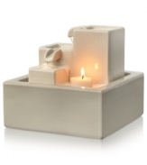 Water, water, everywhere. Transport your stress & anxiety away with this artful fountain, which combines the soothing sound of water, the subtle illumination of a long-burning tea light and the natural accent of glazed ceramic tiers to calm and rejuvenate your senses. 1-year warranty. Model WF-SITY.