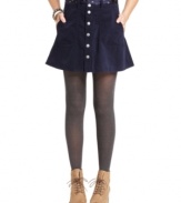 Primp for cooling temps in Tommy Girl's button-front corduroy skirt! Features a scarf belt and girly a-line shape for super adorable style.