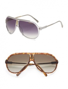 Vintage plastic aviators with Carrera logo on metal temple. Available in crystal white with grey lens, havanna gold-brown with brown gradient lens and crystal violet with violet lens. 100% UV protection Imported Vintage plastic aviators with Carrera logo on metal temple. Available in crystal white with grey lens, havanna gold-brown with brown gradient lens and crystal violet with violet lens. 100% UV protection Imported