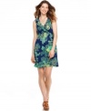 A dramatic floral vine print and romantic ruffles combine to create a special sundress from Style&co.