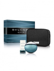 For the man on-the-go Bulgari introduces the AQVA Pour Homme Pouch Set. Set includes: Eau de toilette spray, 3.4 oz.; shampoo & shower gel, 2.5 oz. and a stylish toiletry case. Made in Italy. For the man on-the-go Bulgari introduces the AQVA Pour Homme Pouch Set. Set includes: Eau de toilette spray, 3.4 oz.; shampoo & shower gel, 2.5 oz. and a stylish toiletry case. Made in Italy.