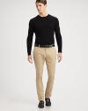 Fine, jersey-knit cashmere/silk crewneck is luxuriously soft, the epitome of modern polished style.CrewneckRibbed cuffs and hem93% cashmere/7% silkDry cleanImported