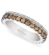 Two rows of stunning sparkle. Le Vian's beautiful ring features round-cut chocolate diamonds (9/10 ct. t.w.) and white diamonds (1/5 ct. t.w.) in 14k white gold. Size 7.