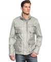 Casual cool meets city slick with this moto-inspired jacket from Calvin Klein.