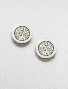 A modern design accented in pavé rhinestone. Glass stonesIon-plated steelSize, about .5Post backImported 