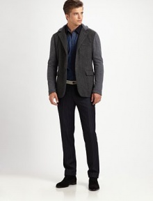Meticulously crafted from superior wool with embroidered stitch detail at the pockets and waist, this pinstriped design highlights distinctive details for the distinguished gentleman.Flat-front styleSide slash, back welt pocketsInseam, about 33WoolDry cleanMade in Italy Meticulously crafted from superior wool with embroidered stitch detail at the pockets and waist, this pinstriped design highlights distinctive details for the distinguished gentleman.Flat-front styleSide slash, back welt pocketsInseam, about 33WoolDry cleanMade in Italy