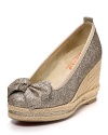 These playful KORS Michael Kors wedges boast a wrapped jute heel and bow crowned glitter upper for new-season charm.