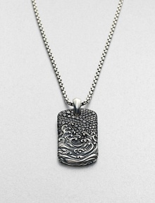 Textural elements in sterling silver enhanced with sophisticated black diamond refines this signature dog tag necklace design.Sterling silverBlack diamondPendant, 1 x 1½Length, about 22Imported Textural elements in sterling silver enhanced with sophisticated black diamond refines this signature dog tag necklace design.Sterling silverBlack diamondPendant, 1 x 1½Length, about 22Imported