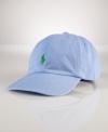 A classic baseball cap in durable cotton chino twill is accented by Ralph Lauren's embroidered pony at the front.