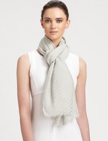 Soft, accordion-pleated design finished with eyelash edges.55% viscose/45% cottonAbout 31½ X 78¾Dry cleanMade in Italy Soft, accordion-pleated design finished with eyelash edges.55% viscose/45% cottonAbout 31½ X 78¾Dry cleanMade in Italy