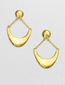 From the Arc Collection. A stunning crescent drop design in radiant 24k gold with an elegant granulated surface. 24k goldDrop, about 1.8Post backImported From the Arc Collection. A stunning crescent drop design in radiant 24k gold with an elegant granulated surface. 24k goldDrop, about 1.8Post backImported