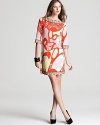 Julie Dillon Dress - Three Quarter Sleeve Printed Shift