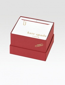 A gift set that's practical, witty and easy to give includes 12 stamped notecards inside a chic paper clip box. Includes 12 stamped cards inside 5¼W X 3½H X 5¼D Made in USA A gift set that's practical, witty and easy to give includes 12 stamped notecards inside a chic paper clip box. Includes 12 stamped cards inside 5¼W X 3½H X 5¼D Made in USA