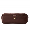 The sleek style of this luxurious leather travel kit from Fossil is upgrades your normal travel aesthetic.