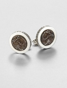 Intricate engraving lends a personalized touch to a sartorial standard, set in sterling silver for a remarkable finish.Sterling silverAbout ¾ diamImported Intricate engraving lends a personalized touch to a sartorial standard, set in sterling silver for a remarkable finish.Sterling silverAbout ¾ diamImported