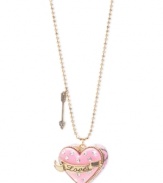 Open your heart and find something very dear in this pendant from Betsey Johnson. Crafted from gold-tone mixed metal with glass crystals for a vibrant touch. Approximate length: 30 inches + 3-inch extender. Approximate drop: 1-1/4 inches.