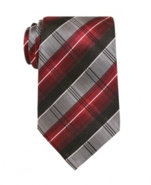 Let the polished plaid pattern of this Alfani tie set you straight on the path from cubicle to corner office. Let the polished plaid pattern of this Alfani tie set you straight on the path from cubicle to corner office.