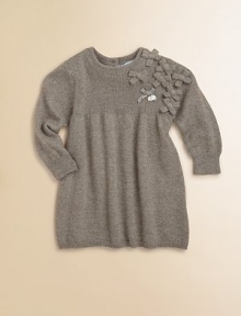 An easy-chic sweater dress with knit bows sprinkled across one shoulder and a grosgrain bow and mother-of-pearl adornment on the front.Ribbed crewneckBack button closureLong sleeves with ribbed cuffsRibbed hemKnee length34% cotton/29% polyamide/28% viscose/6% wool/5% angoraMachine washMade in France Please note: Number of buttons may vary depending on size ordered. An easy-chic sweater dress with knit bows sprinkled across one shoulder and a grosgrain bow and mother-of-pearl adornment on the front.Ribbed crewneckBack button closureLong sleeves with ribbed cuffsRibbed hemKnee length34% cotton/29% polyamide/28% viscose/6% wool/5% angoraMachine washMade in France Please note: Number of buttons may vary depending on size ordered.