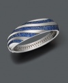 Let sleek blue waves wash over your wrists. This sterling silver bangle from the Effy Collection features round-cut sapphire (7-3/4 ct. t.w.) and round-cut diamond (1/3 ct. t.w.) in a wave pattern. Approximate diameter: 2-1/2 inches.