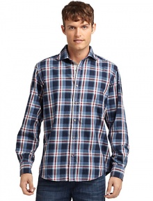 THE LOOKPlaid designShirt collarFront button closureLong button cuff sleevesU-shaped hemTHE MATERIALCottonCARE & ORIGINMachine washImportedThis item was originally available for purchase at Saks Fifth Avenue OFF 5TH stores. THE LOOKPlaid designShirt collarFront button closureLong button cuff sleevesU-shaped hemTHE MATERIALCottonCARE & ORIGINMachine washImportedThis item was originally available for purchase at Saks Fifth Avenue OFF 5TH stores.