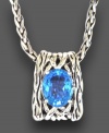 Riveting design by Effy Collection. This weave pendant features oval-cut blue topaz (6 ct. t.w.) set in sterling silver. Approximate length: 18 inches. Approximate drop: 3/4 inch.