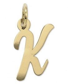 The perfect gift for Kristina. This polished K initial charm features a pretty, small script design in 14k gold. Chain not included. Approximate length: 7/10 inch. Approximate width: 3/10 inch. The perfect gift for Kristina. This polished K initial charm features a pretty, small script design in 14k gold. Chain not included. Approximate length: 7/10 inch. Approximate width: 3/10 inch.