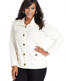 Layer your fall looks with Karen Scott's button-front plus size jacket.