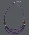 Destination...paradise! Avalonia Road's pretty Brasilian-inspired necklace features amethyst chips (58 ct. t.w.) and multicolored fire agate beads (38 ct. t.w.). Clasp crafted in sterling silver Approximate length: 18-1/2 inches + 3-inch extender. Approximate drop: 1-1/8 inches.