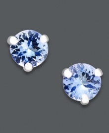Get in on the latest gemstone trend with tanzanite. These round-cut studs (8-1/2 ct. t.w.) add the perfect pop of color against a 14k white gold setting. Approximate diameter: 1/5 inch. Get in on the latest gemstone trend with tanzanite. These round-cut studs (8-1/2 ct. t.w.) add the perfect pop of color against a 14k white gold setting. Approximate diameter: 1/5 inch.