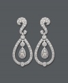 Perfect for a night on the town. Dazzle them with these sparkling teardrop earrings coated with round-cut diamonds (1 ct. t.w.). Crafted in 14k white gold. Approximate drop: 1 inch.