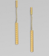 From the Diamantissima Collection. A narrow and sleek design with a logo emblem. 18k goldDrop, about ¾Earnut backMade in Italy