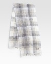 Handsome check pattern and crinkle finish enhances this cold weather essential, set in a rich linen and cotton blend.Fringed ends18 x 7670% linen/30% cottonHand washMade in Italy