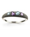 Frost yourself in a palette of pastels. Judith Jack bangle features a trendy design highlighting pear-cut blue topaz (5-1/2 ct. t.w.) and amethyst (3-5/8 ct. t.w.). Setting crafted in sterling silver with sparkling marcasite accents. Approximate diameter: 2-1/2 inches.