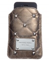 Treat your technology to elegance with an edge with this essential iPhone case by MICHAEL Michael Kors. Posh quilted leather is detailed with stud accents and signature detailing, for a look that's effortlessly on-trend.