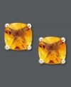 A warm-weather escape. These vibrant stud earrings will brighten your look year round. Cushion-cut citrine (1-3/4 ct. t.w.) shines in a 14k gold setting. Approximate diameter: 1/4 inch.